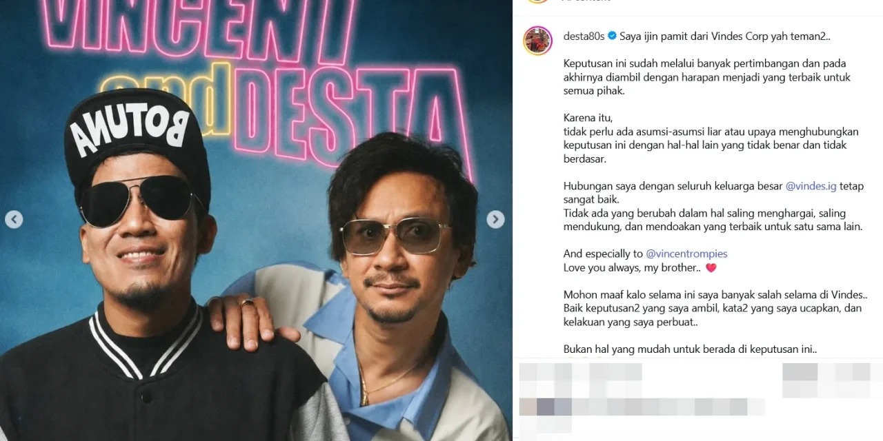 Desta Tinggalkan Vindes Corp, Pesan Untuk Vincent Bikin Haru
